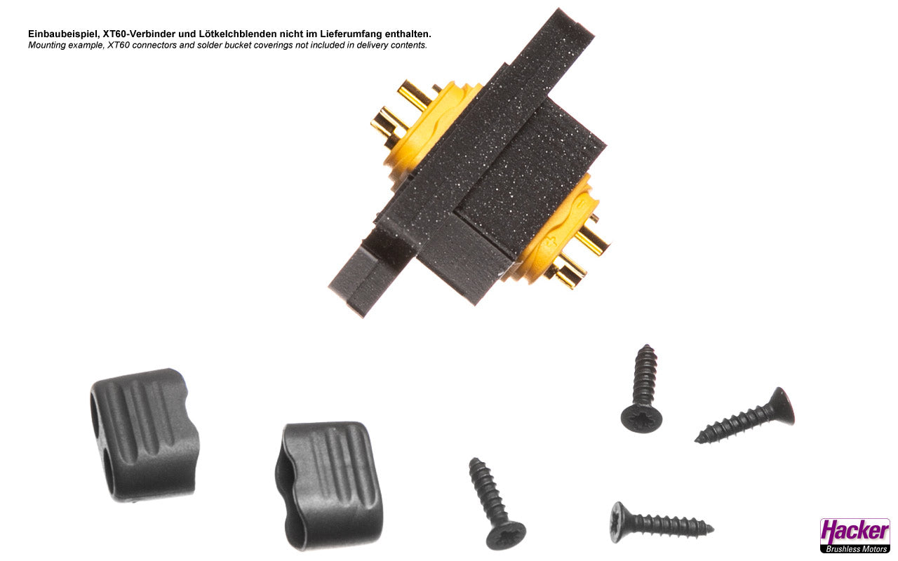 Mounting frame for XT60 plugs and sockets, Hacker # A85079
