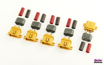 XT60L Stecker (5 Stück), incl. Schrumpfschlauch, max. 60A, Hacker # A85108