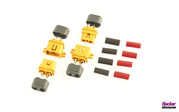 XT60L Plugs & Sockets, (2 pairs) incl. heat shrink tubing, Hacker # A85110