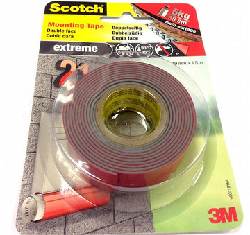 3M Double-Sided Mounting Tape, extra strong, 19mm wide, 1.5m roll