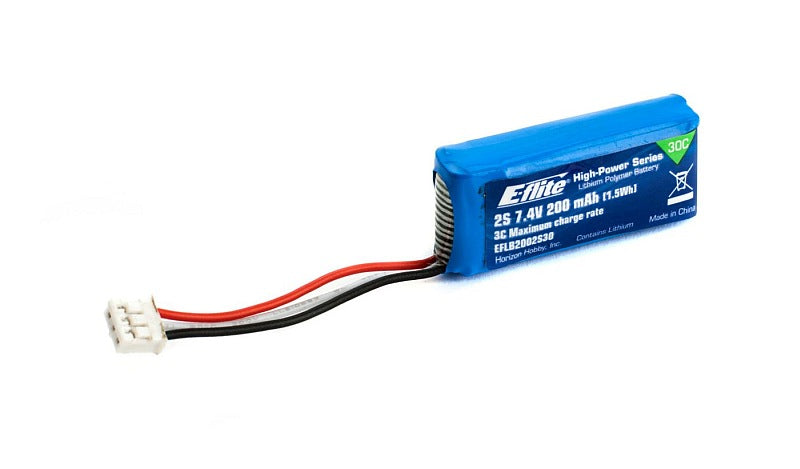 Lipo-Akku für mCPX BL 2S/200mAh, 7.4V 30C, Horizon/E-flite # EFLB2002S30
