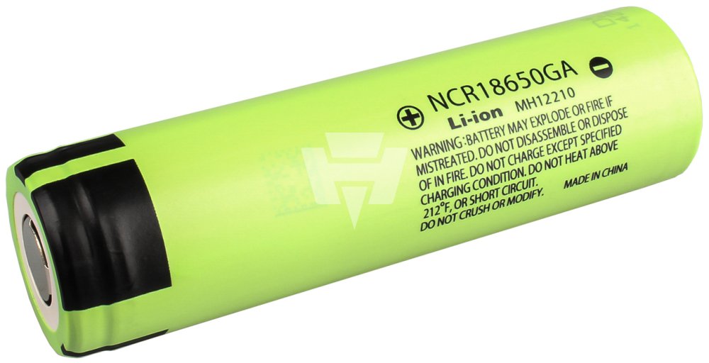 Panasonic Li-Ion Zelle 18650, 3,6 V/3300 mAh, ohne Lötf., 48g, ø18x65mm