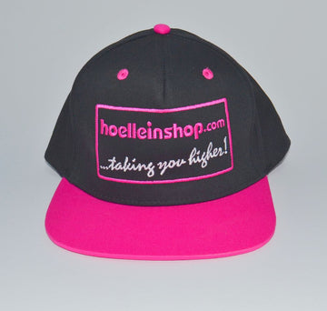 HÖLLEIN-CAP, schwarz/hölleinpink, Snapback-Cap (mit flachem Schirm)