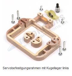 Servo frame wood with counter bearing for Savöx SC-1267SG, SC-1268SG, SV-1270TG (LEFT)