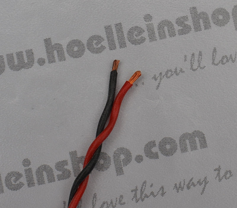 Silicone cable 2x0.5mm² red/black, twisted, "Quantity 1" = 1m delivery length