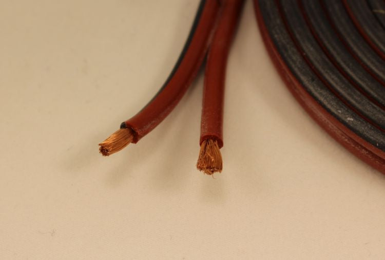 Silikonkabel 2x1.5mm² rot/schwarz, (Zwillingslitze) extrem geschmeidig, "Menge 1" = 1m Liefermenge