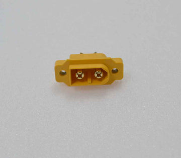XT-60E Gold-Plated Connector for Panel Mounting, 2x M3, Max. 60 A Continuous / 100A Pulse