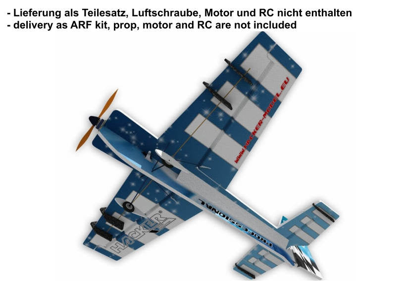 Hacker Xtra Vector EPP Bausatz, 800mm Spw, ca. 210g, vorgesehen für 2-3S LiPo