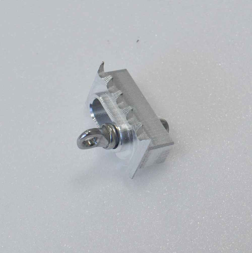 Flitschenhaken, V2, Aluminiumfrästeil zur Rumpfaufnahme und Pin