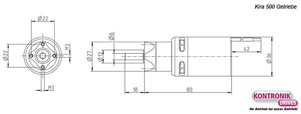KIRA 500-36 with gearbox KPG27 6.7:1