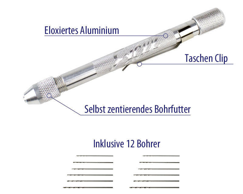 Mini-Bohrerhalter mit 12 Bohrern ( 0.35mm - 1.75mm), Krick # 455913