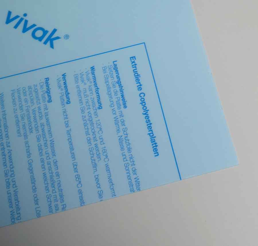 VIVAK Plexiglass SHORT, 0.75x250x500mm