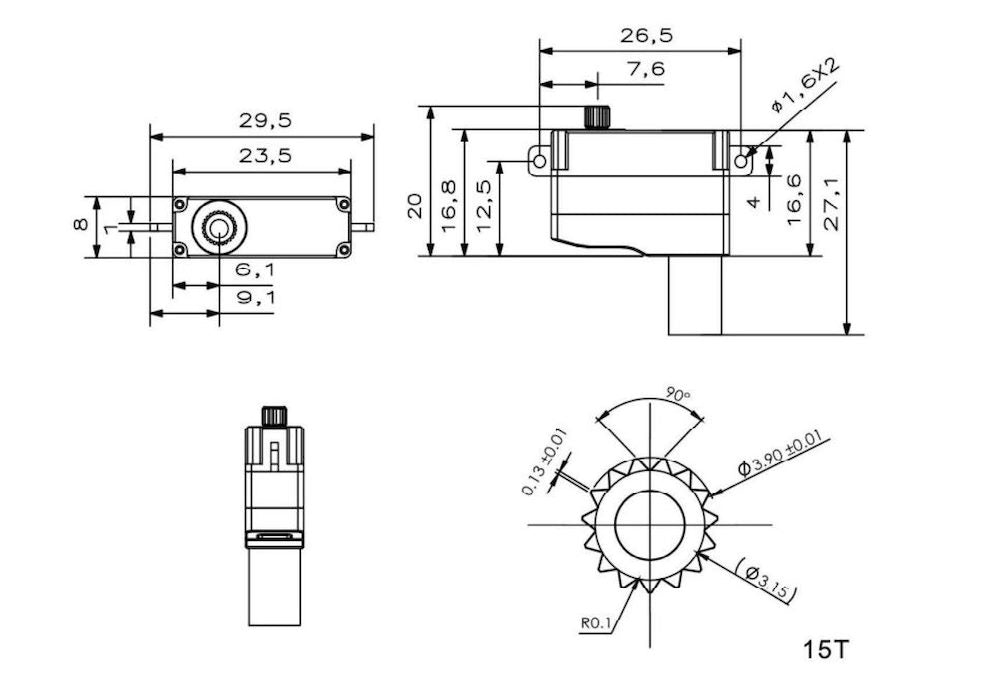 Servo KST, X08H PLUS V6, 8mm HV Digital, 23.5x8x16.8 (27.1)mm, 9g, 5,3kg/cm@8.4V