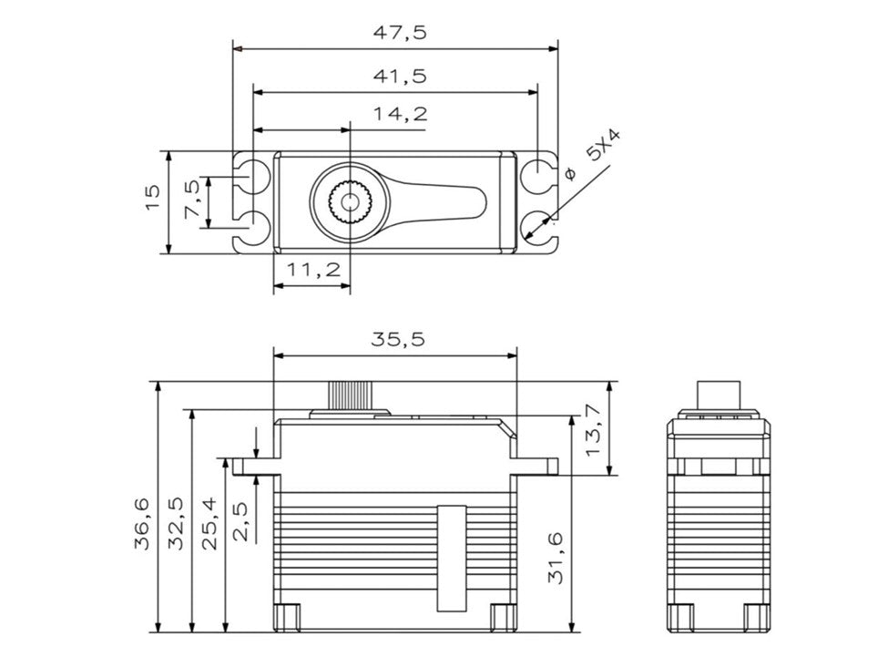 Servo KST, X15-755 X, BB, MG, 35.5x15x32.5mm, 40g, Heli Tail Servo 760µs!