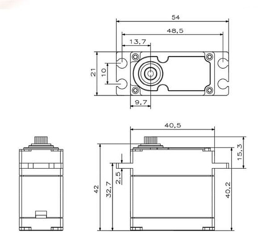 Servo KST, X20-8.4-50, V8, MG, BB, 40.5x21x40.2mm, 78g, 450Ncm@8.4V