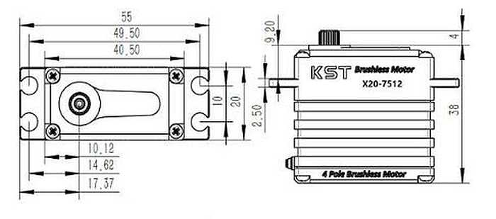 Servo KST, X20-7512 V8, 40.5x20x38mm, 820Ncm/8.4V
