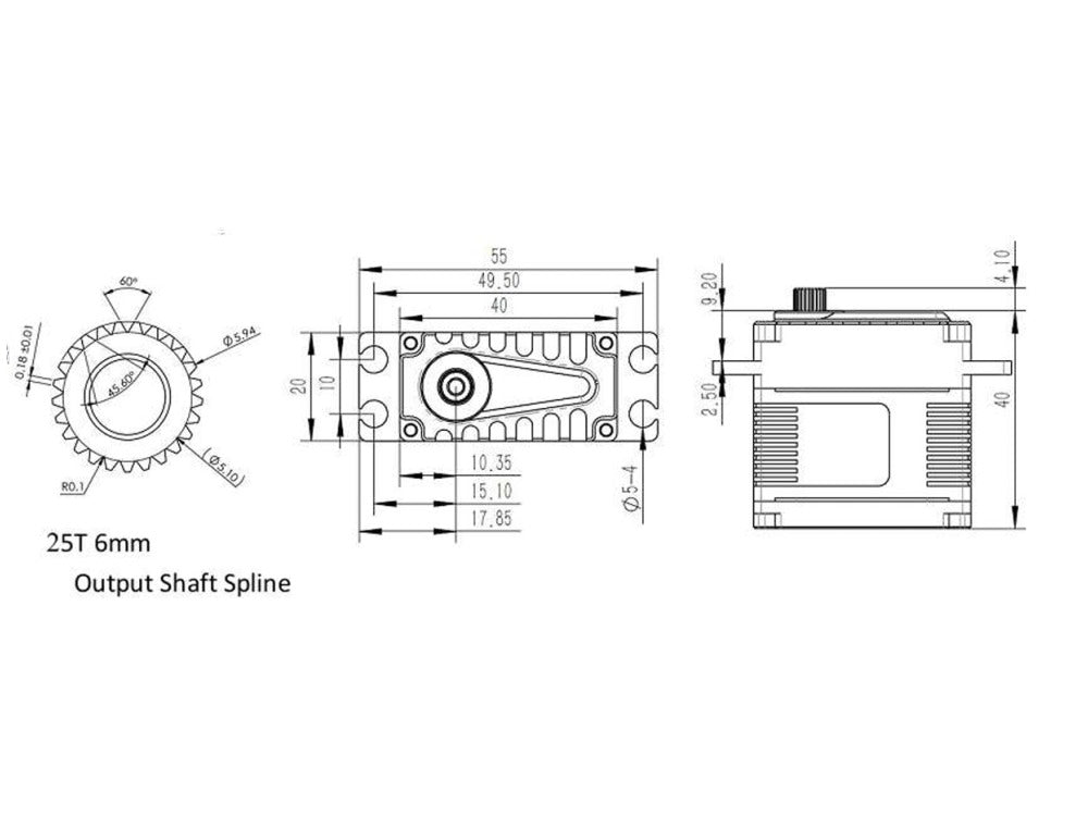 Servo KST, X20-1035 HLS, V3, BB, MG, 40x20x40mm, 72gr, 760µs Heli Heckservo