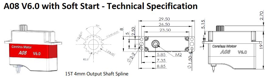 Servo KST, A08 V6 with Steel Gear, 23.5x19x8mm HV, Mini Digital Servo, F3K