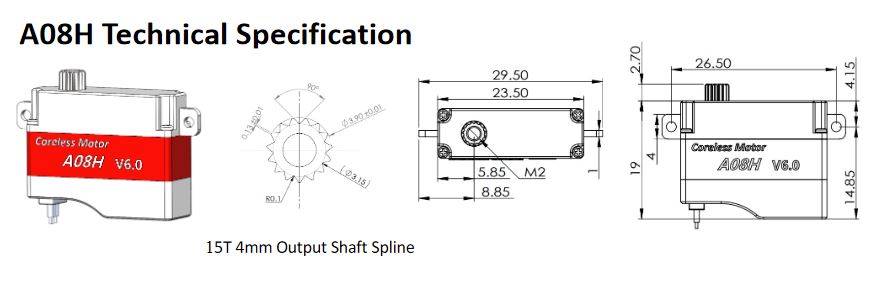 Servo KST, A08 H V6 with steel gears, 23.5x19x8mm HV, Mini Digital Servo, F3K