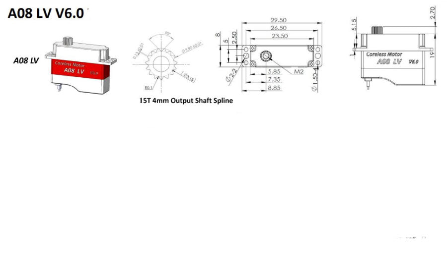 KST Servo, A08 V6 LV with steel gearbox, 23.5x19x8mm max. 1S, Mini Digital, F3K
