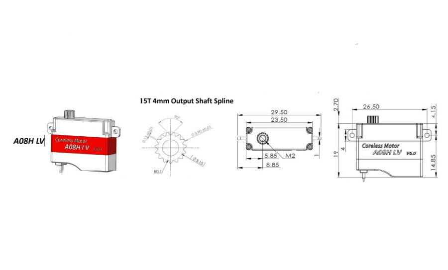KST Servo, A08H V6 LV with steel gear, 23.5x19x8mm max. 1S, Mini Digital, F3K