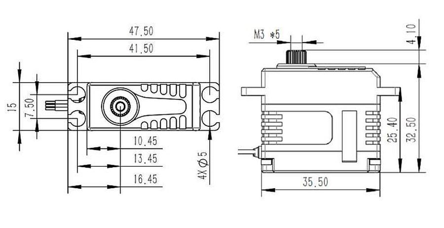 Servo KST A15-1812, V8, Brushless, HV, MG, 35.5x15x32.5mm, 42g, 200Ncm@8.4V