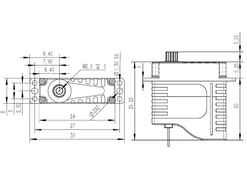 KST Servo, HS08-B V6, 8mm HV, Mini Digital, up to 2.5 kg thermal gliders, 24x8x25mm, 11g