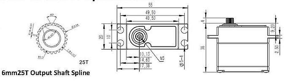 Servo KST CM3510 MG, V6, 40.5x20x38mm, 70g, 350 Ncm/8.4V