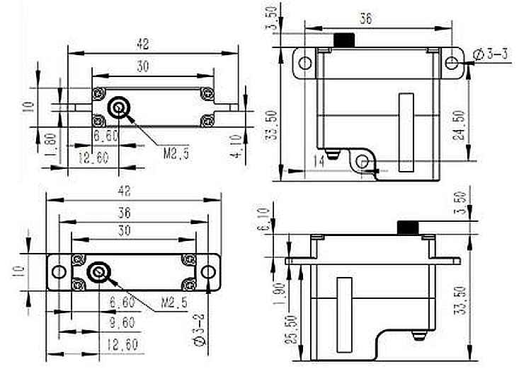 Servo KST SV10-12-B, 30x10x33.5mm, 140Ncm@13V, 25g (upright mounting)