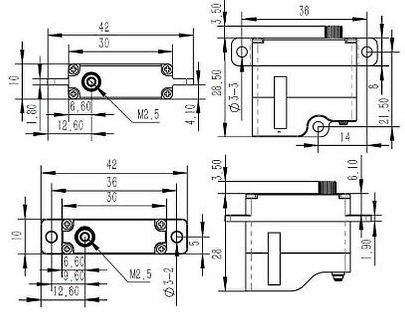 Servo KST SV10 Mini 12-B, 30x10x28mm, 90Ncm@13V, 20g (stehende Montage)
