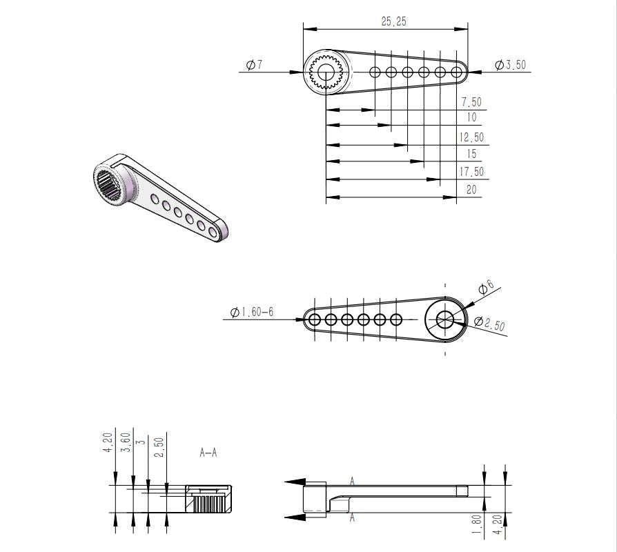Servohebel Alu zu KST DS315, 320, 325, 125, 135, X10, X12 (siehe Beschreibung)