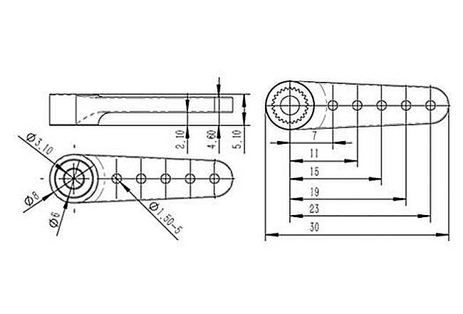 Aluminum Servo Arm KST 0625.23, 25T-6, Length 30 mm # KST-4120