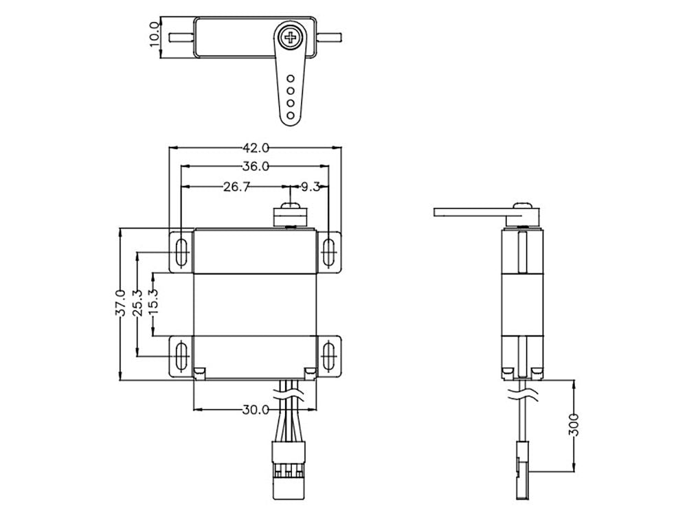 Servo D145 SW, 10mm wing servo, 4.8-8.4V, 24g, 30x10x37mm, 0.14s/60Ncm@7.4V