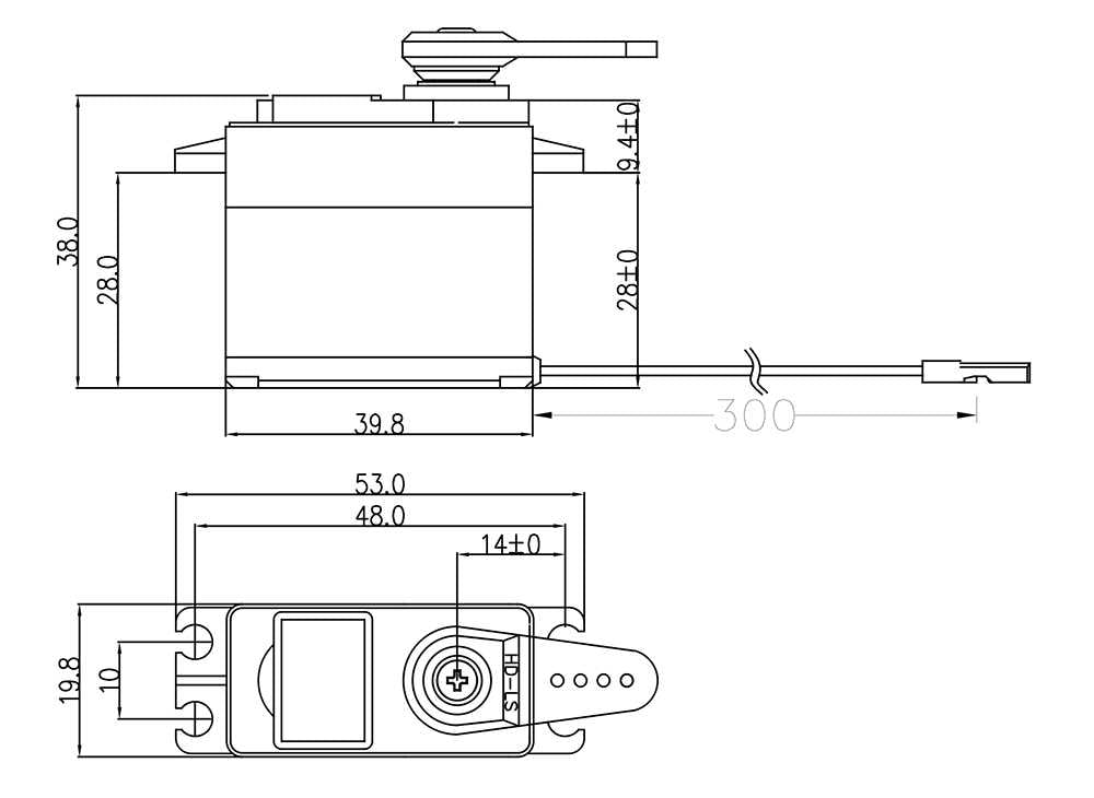 Hitec D485 HW Servo, 4.8 - 8.4V, 39.8x19.8x38mm, 45g, 75Ncm@7.4V