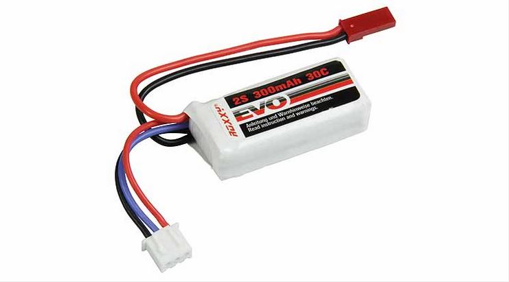 LiPo-Akku ROXXY® Evo 2S/300mAh, 7.4V, 30C, BEC-Buchse, 41x17x13mm, 19g, #1-01008