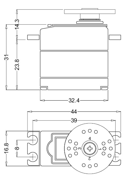 Servo HS-225 BB, 32x17x31mm, 47Ncm, 27g, Multiplex/Hitec # 112225