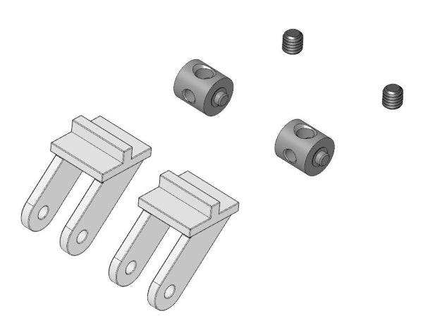 Control Horn Twin with Pushrod Connector, 2 sets, Multiplex # 703457