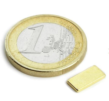 Power Rectangular Magnet, 10x5x1mm, gold plated, holding force 650 grams