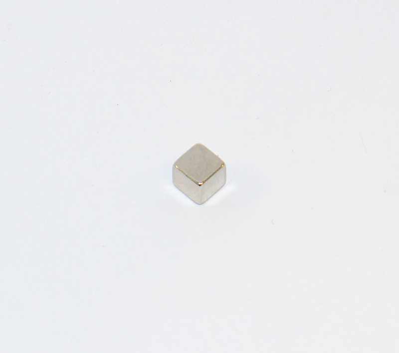 Power-Magnet, Würfel 5mm, vernickelt, Haltekraft 1100gr., # W05N