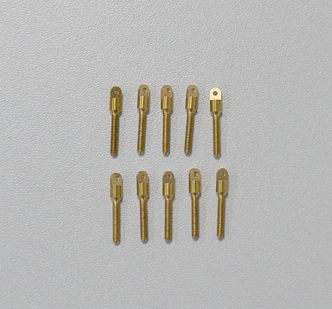 Eye bolt M 2, brass, 1mm bore, (10 pieces)
