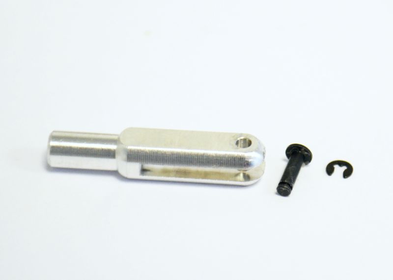 Alu-Gabelkopf, 23mm mit Pin (Ø 1.6mm) und Sicherungsring, M2 Anschluß, VE6