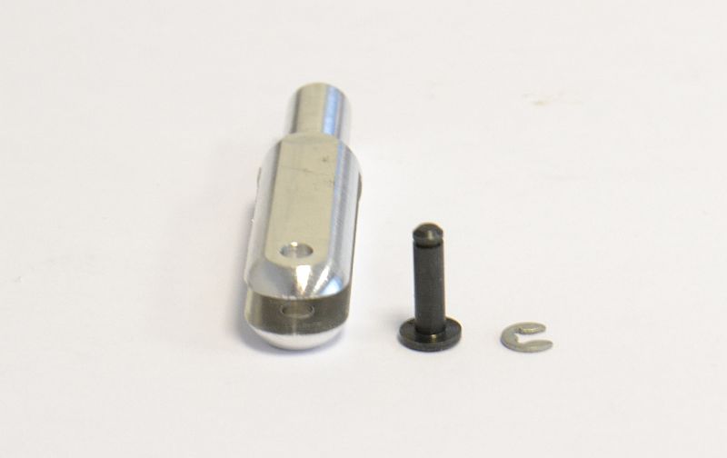 Alu-Gabelkopf, 40mm mit Pin (Ø 2.5mm) und Sicherungsring, M3 Anschluß, VE2