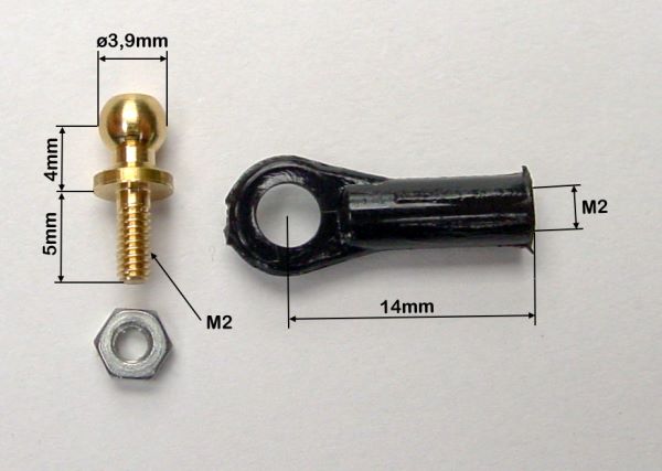 Mini Ball Head M2 with short ball connection (PU6) (plastic black)