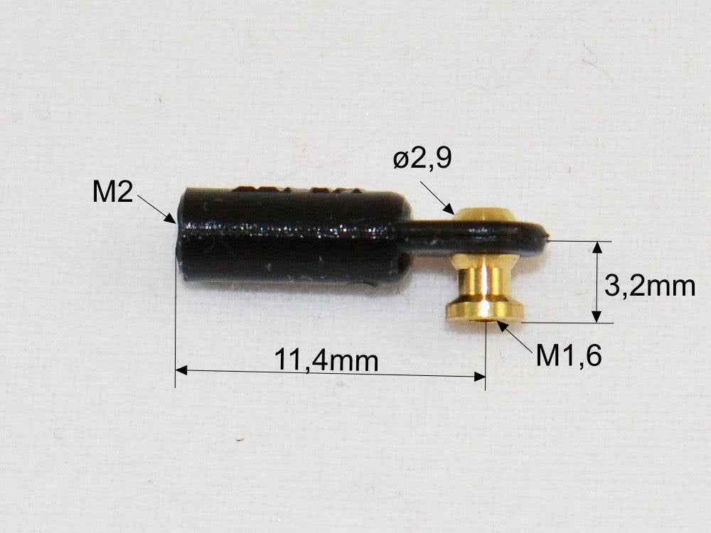 Micro-Kugelkopf M2 mit langem Kugelanschluß (VE 6), (Kunststoff)