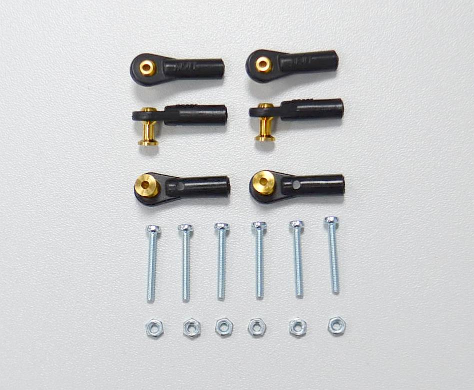Kugelgelenk M2,5 mit langem Kugelanschluß, ø5mm Kugel, mit Schraube M 2, (VE6)