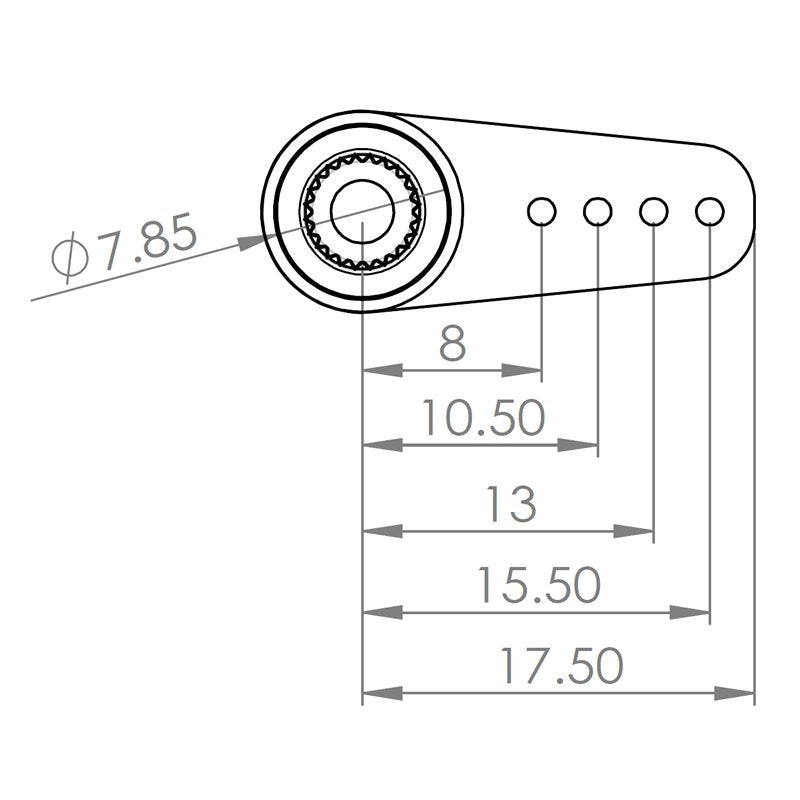 Metall-Ruderhorn 15,5mm (22mm Gesamtlänge) zu MKS DS6125, HBL6625, HV6130)