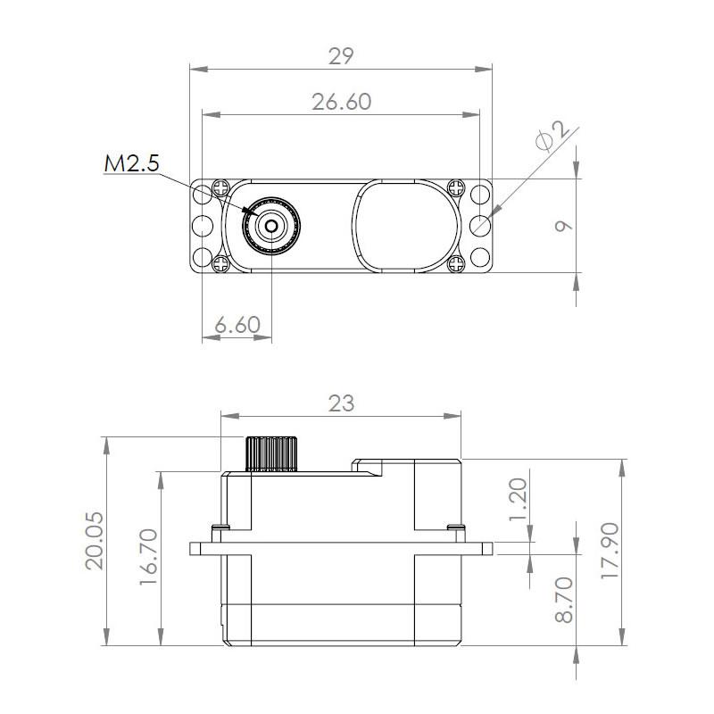 Servo MKS DS-75K, Type A, Servo for F3K Models, 23x9x16.7mm