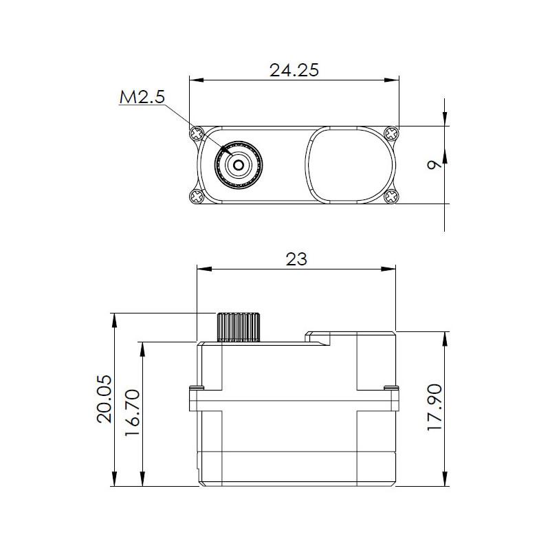 Servo MKS DS-75K-N, Type B, Servo for F3K models, 23x9x16.7mm