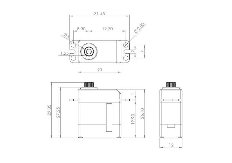 Servo MKS DS 95, 450er Premium-TS-Servo, 23x12x27mm, MG, 2 KL, # S0017001