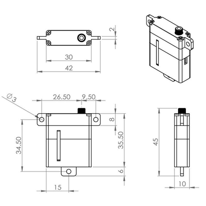 Servo MKS HBL 6625 HV, brushless, 30x10x35.5 mm, MG, 2 KL, # S0021001